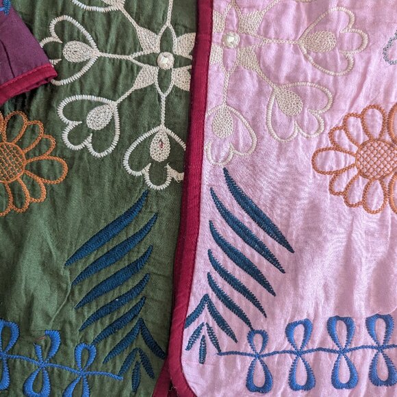 Zara Women's Quilted Patchwork Oversized Embroidered Kimono Jacket Granny M - Picture 8 of 15